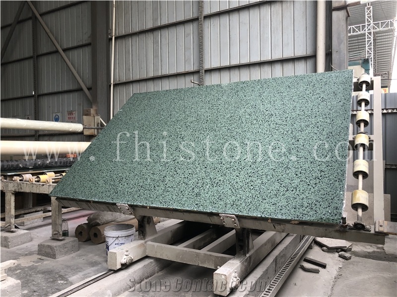 Green Terrazzo With Black Marble Chips