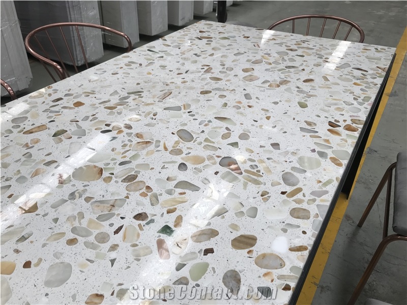Light Transmitting Terrazzo Light Penetrating Table Top