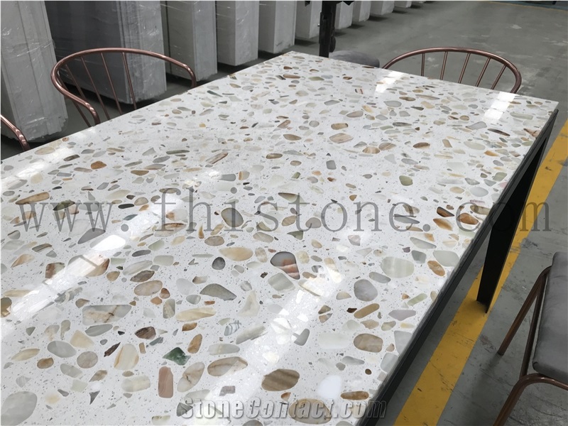 Light Transmitting Terrazzo Light Penetrating Table Top