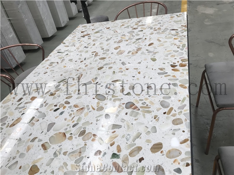 Light Transmitting Terrazzo Light Penetrating Table Top