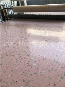 Pink Terrazzo With Multicolor Marble Chips Green&Brown
