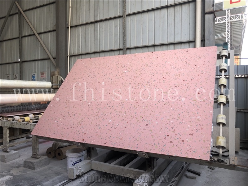 Pink Terrazzo With Multicolor Marble Chips Green&Brown