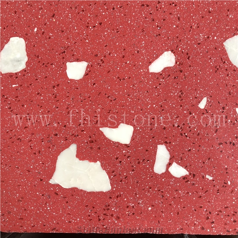 Red Terrazzo With White Marble Chips
