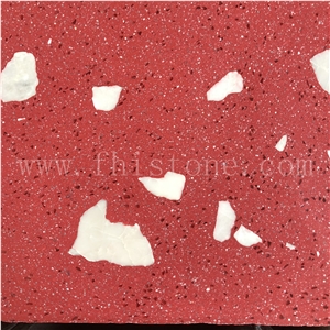 Red Terrazzo With White Marble Chips