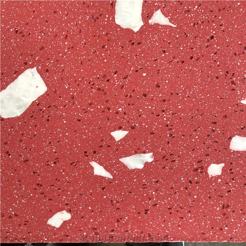 Red Terrazzo With White Marble Chips