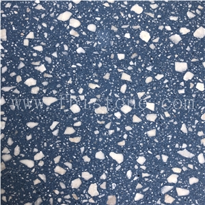 Sky Blue Terrazzo With White Marble Chips Blue Terrazzo Slab
