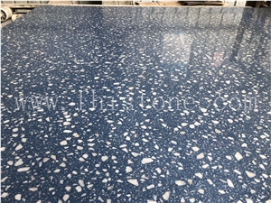 Sky Blue Terrazzo With White Marble Chips Blue Terrazzo Slab