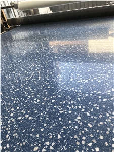 Sky Blue Terrazzo With White Marble Chips Blue Terrazzo Slab