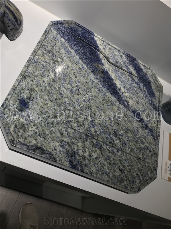 Handcrafts Gifts Sodalite Blue Granite Square Tea Tray
