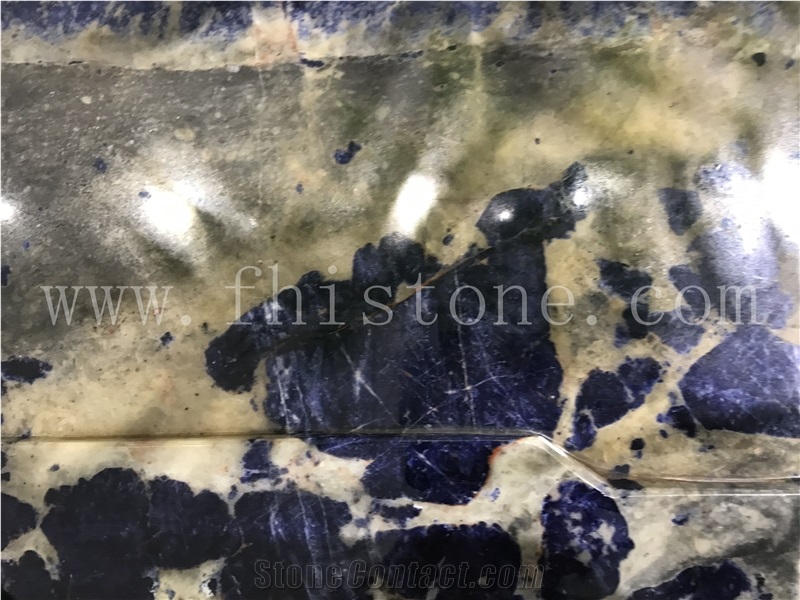 Sodalit Blue Stone Tea Tray Handmade Carved Stone Gift