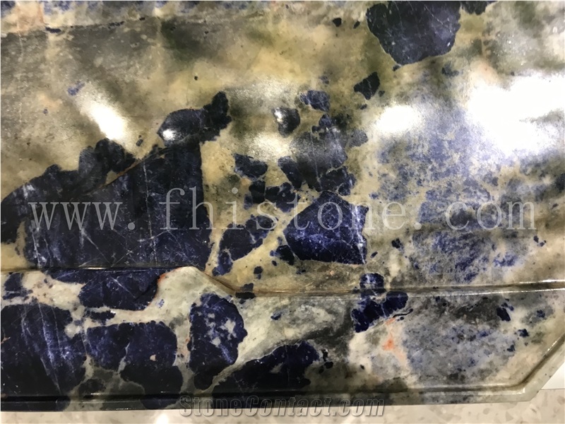 Sodalit Blue Stone Tea Tray Handmade Carved Stone Gift