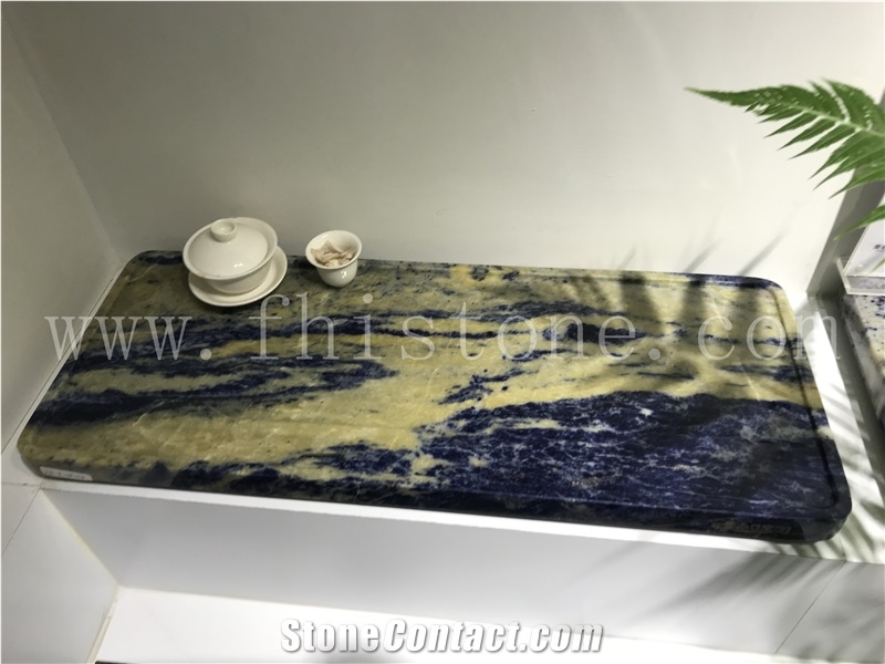 Sodalite Blue Granite Tea Tray Handcrafts Gift