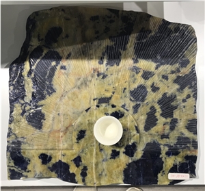 Sodalite Blue Granite Tea Tray Tea Table Lotus Blossom