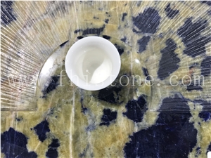 Sodalite Blue Granite Tea Tray Tea Table Lotus Blossom
