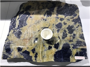 Sodalite Blue Granite Tea Tray Tea Table Lotus Blossom