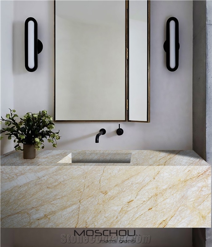 Golden Spider Marble Bathroom Counter Top