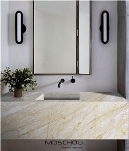 Golden Spider Marble Bathroom Counter Top