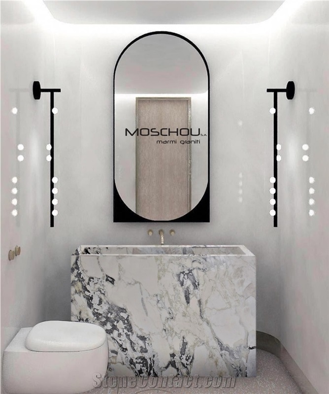 Karibib Fantasy Marble-Dover White Marble Bath Top