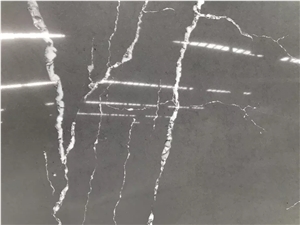 Artificial White Veins Grey Quartz Slabs