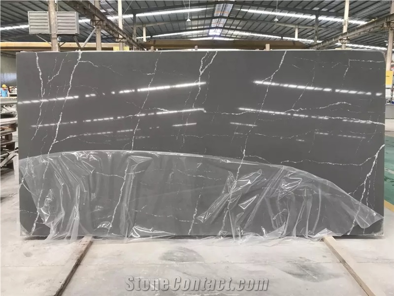 Artificial White Veins Grey Quartz Slabs