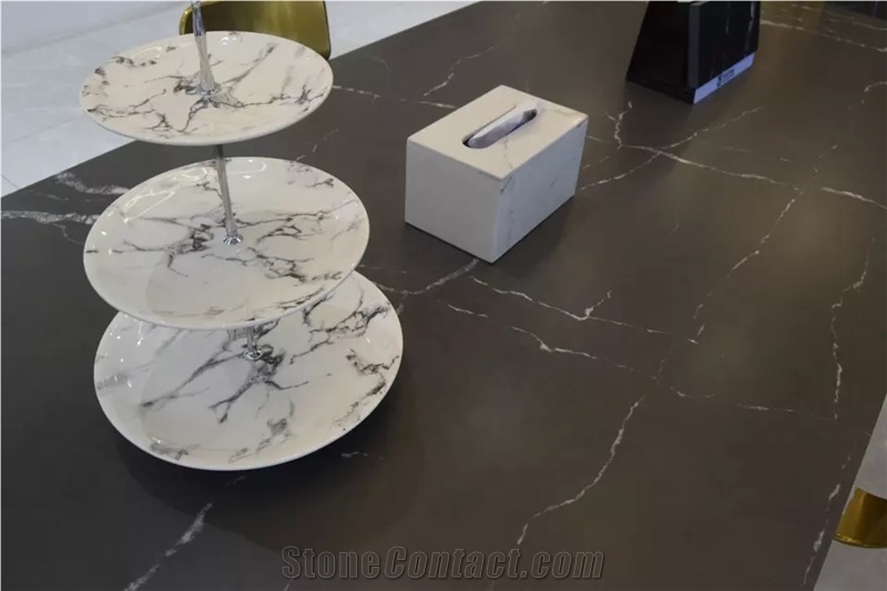 Artificial White Veins Grey Quartz Slabs