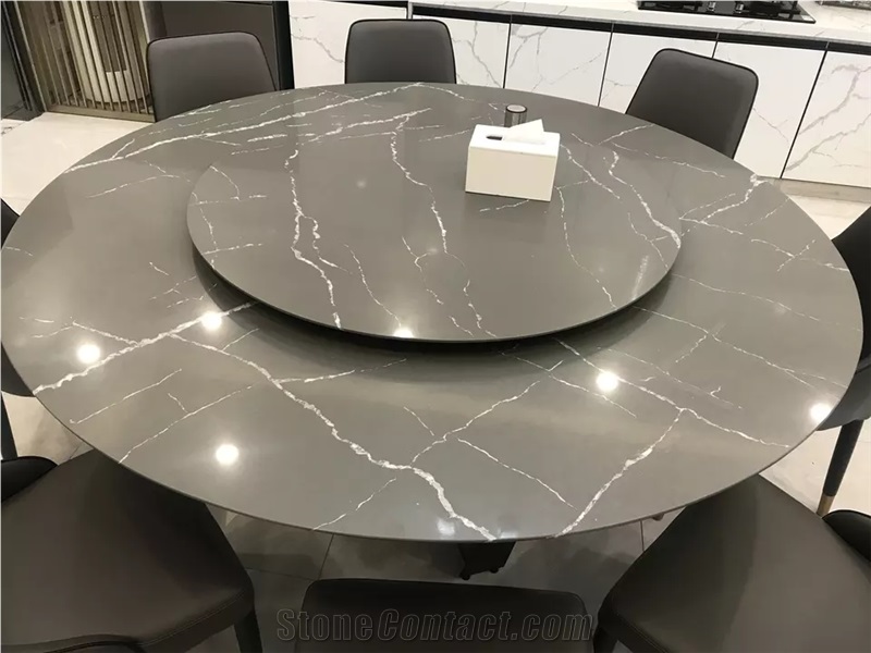 Artificial White Veins Grey Quartz Slabs