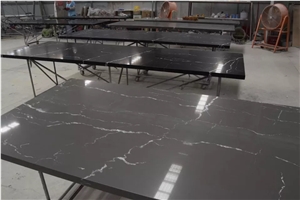 Artificial White Veins Grey Quartz Stone Slab
