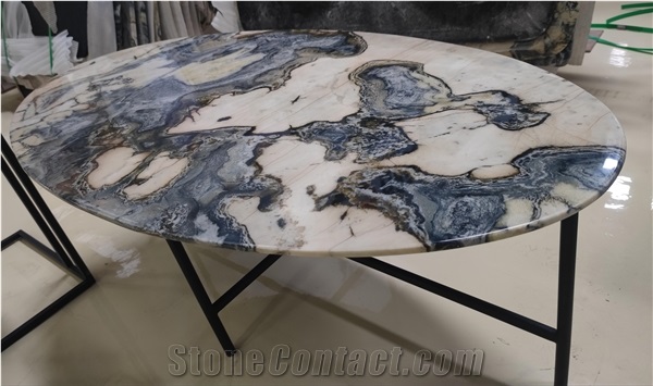 Factory Wholesale Natural Da Vinci Marble Oval Coffee Table