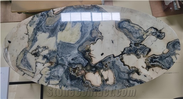 Factory Wholesale Natural Da Vinci Marble Oval Coffee Table
