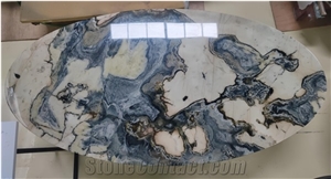 Factory Wholesale Natural Da Vinci Marble Oval Coffee Table