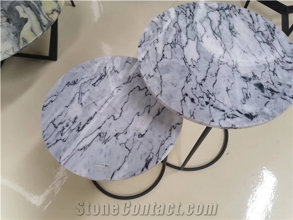 Marble Furniture Round Marble Top Iron Coffee Table Tops