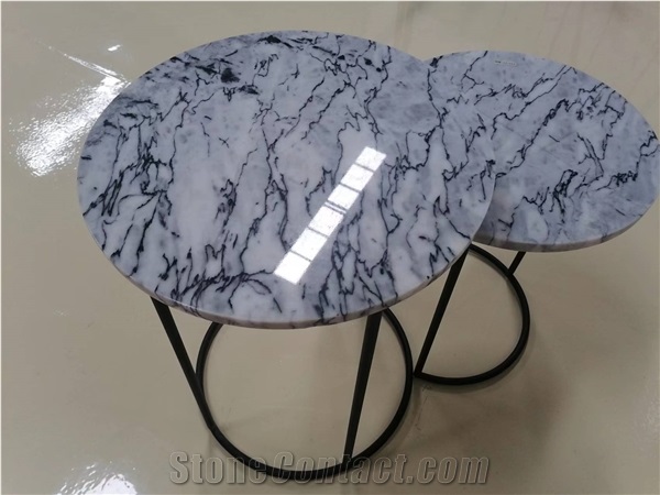Marble Furniture Round Marble Top Iron Coffee Table Tops