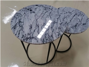 Marble Furniture Round Marble Top Iron Coffee Table Tops