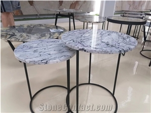 Marble Furniture Round Marble Top Iron Coffee Table Tops