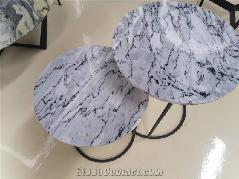 Marble Furniture Round Marble Top Iron Coffee Table Tops