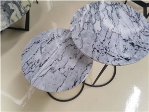 Marble Furniture Round Marble Top Iron Coffee Table Tops