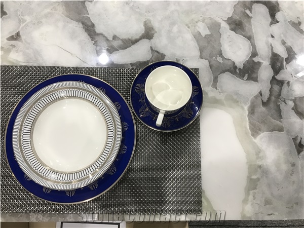 Natural Caribbean Island Dover White Marble Dining Table