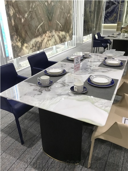 Natural Caribbean Island Dover White Marble Dining Table