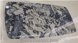 Rectangular Natural Marble Top Iron Coffee Table