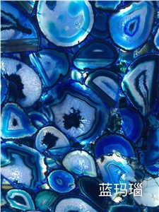 Blue Agate Slab Floor,Semiprecious Stone