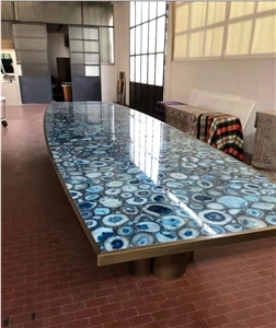 Blue Agate Slab Floor,Semiprecious Stone