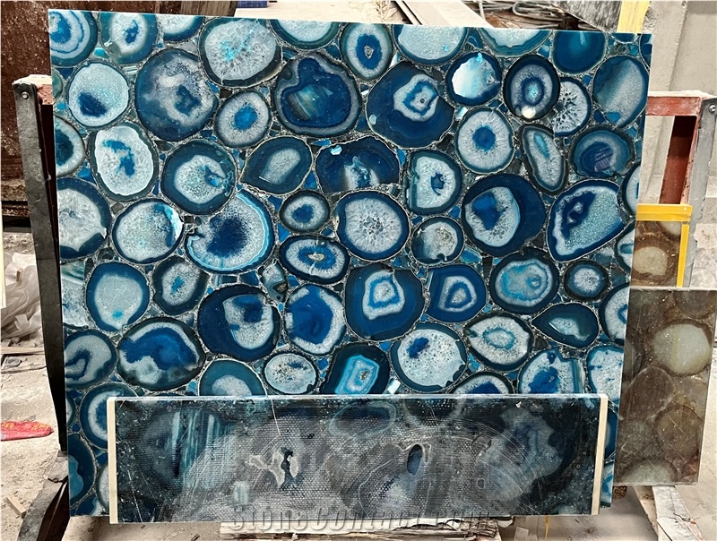 Blue Agate Slab Floor,Semiprecious Stone