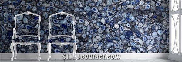 Blue Agate Slabs  ,Semiprecious Stone,Made In China