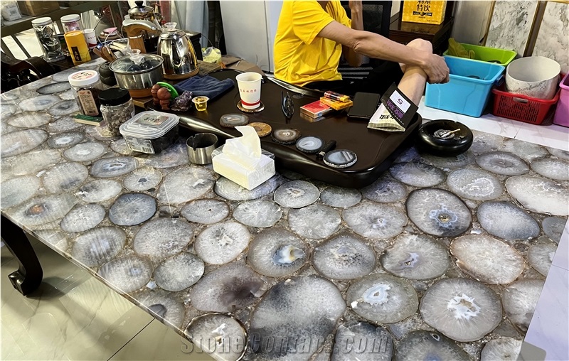 Grey Agate Slab For Interior Design
