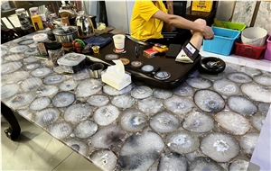Grey Agate Slab For Interior Design