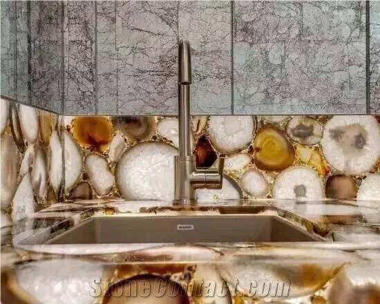 Semiprecious Stone Commercial Bar Tops And Ceilings