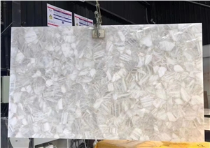 White Onyx Semiprecious Stone Slab