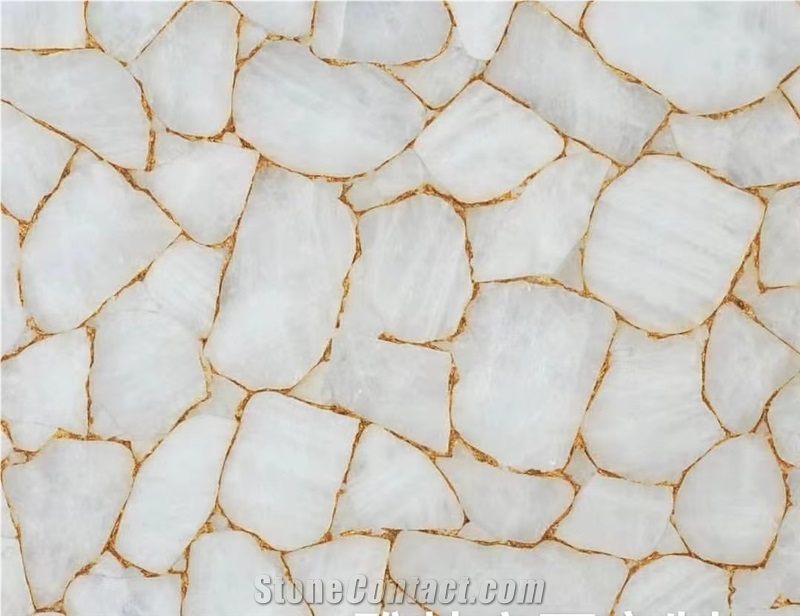 White Quartz Semiprecious Stone Stairs