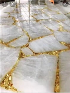 White Quartz Semiprecious Stone Stairs