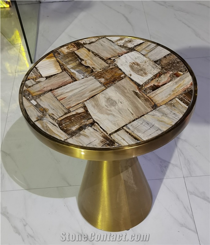 Wood Stone Desk,Table,Semiprecious Stone